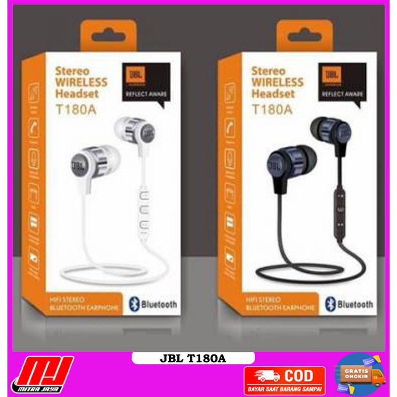 JBL Sporty T180 Wireless Headset Waterproof Music With Slot Memory