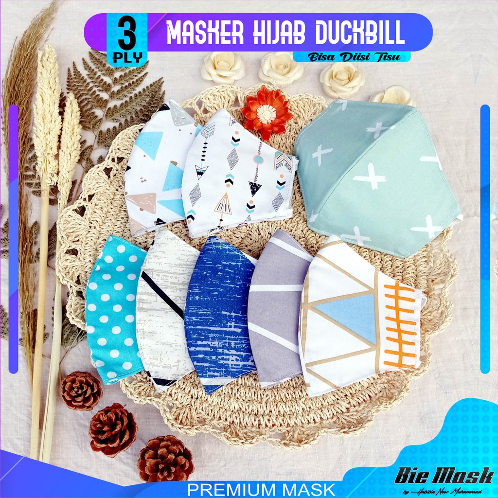 MASKER HIJAB 3 PLY DUCKBILL KOREAN STYLE / BISA DIISI TISU