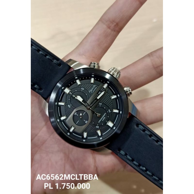 JAM TANGAN PRIA JAM ALEXANDRE CHRISTIE AC 6562 SILVER BLACK ORIGINAL