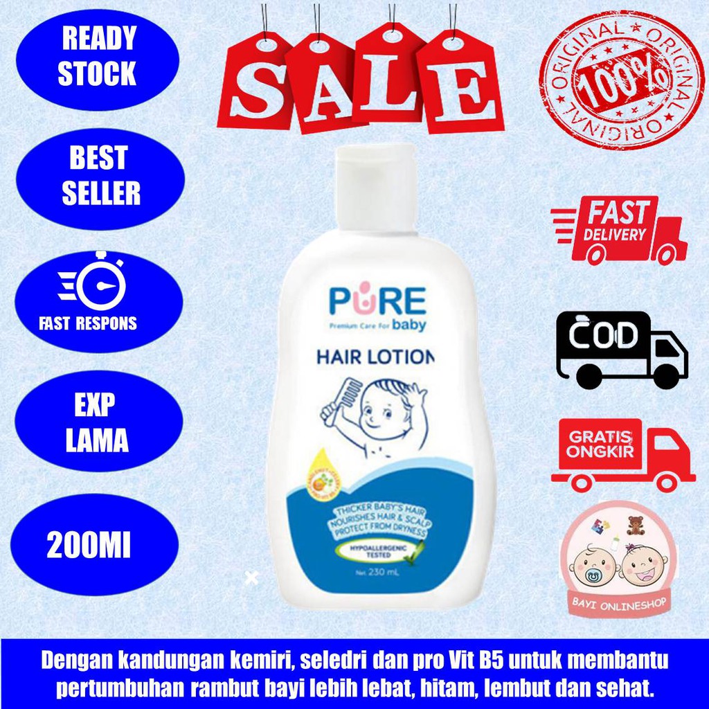 PURE BABY PUREBABY HAIR LOTION LOSION RAMBUT BAYI 230ML MINYAK RAMBUT (BPOM)