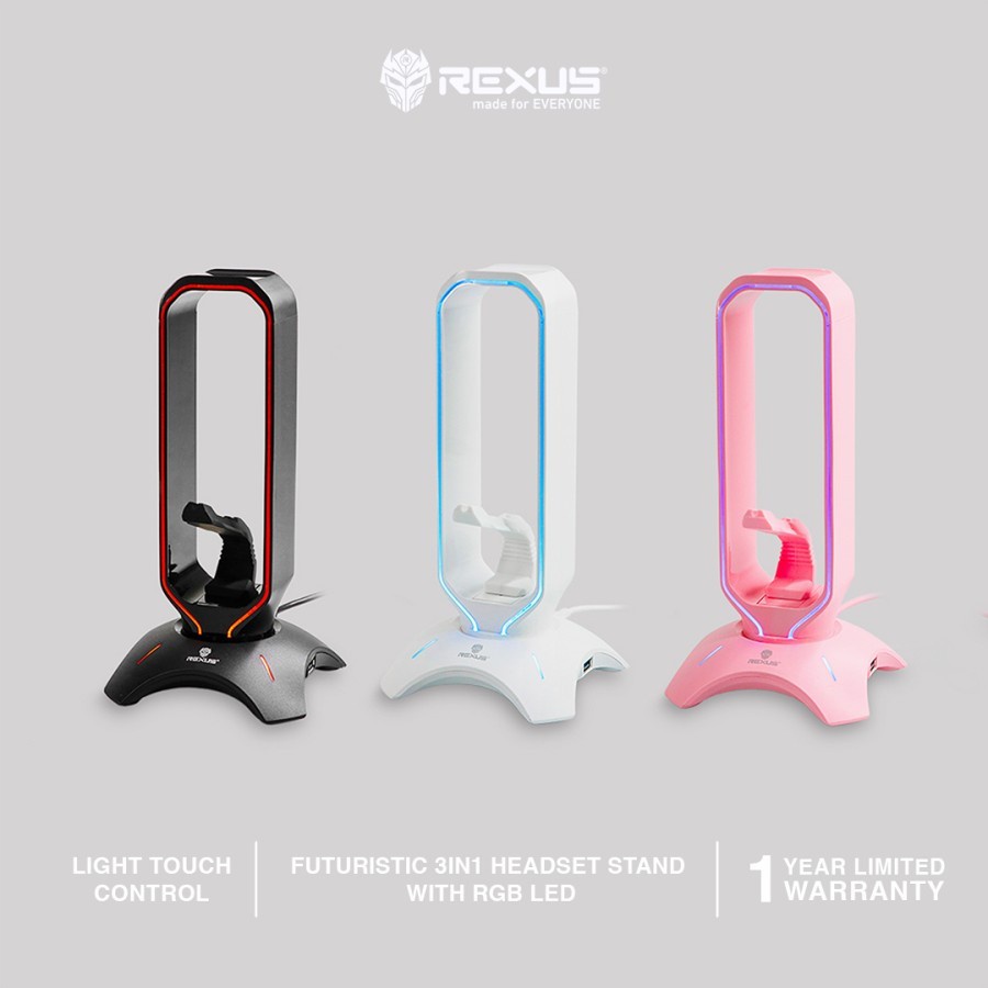 Rexus J3 Bungee Headset Stand Gaming RGB Led with USB Hub Original