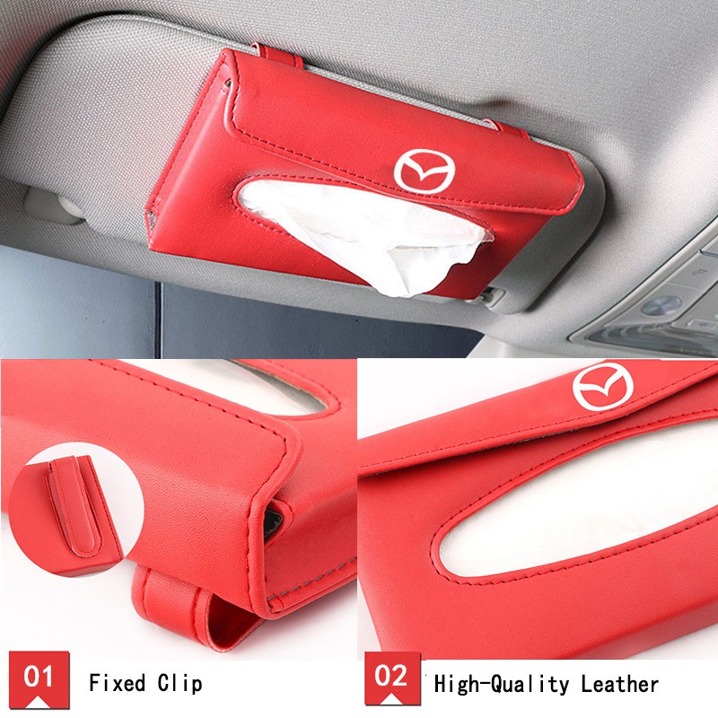 MAZDA Kotak Tisu Model Gantung Bahan Kulit Untuk Sun Visor Mobil