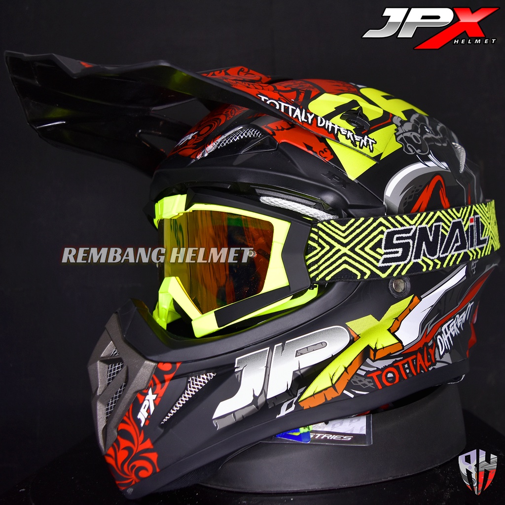HELM JPX CROSS_FOX1 X16 - BLACK DOFF PAKET GANTENG GOOGLE SNAIL HELM JPX KLX ORIGINAL HELMET MOTO TRAIL SUPERMOTO HELM FULL FACE MOTO CROSS TERBAIK TERMURAH-MX30 STABILLO/RED