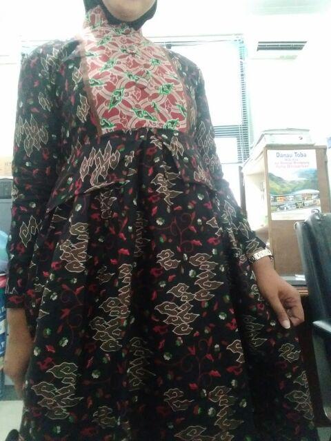 Cod/ Baju Gamis Batik Busana Muslim Wanita Terbaru Jumbo Termurah Motif Slipir