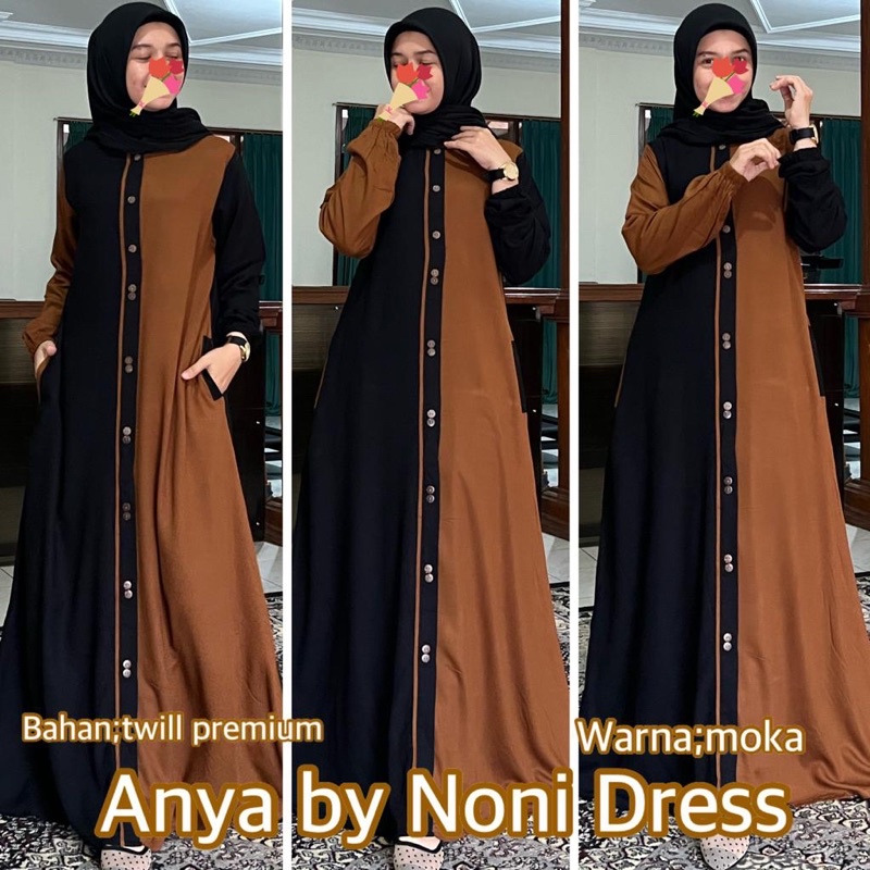 Daster Arab Noni ANYA Maxi Dress Busui Mewah Gamis Premium Twill