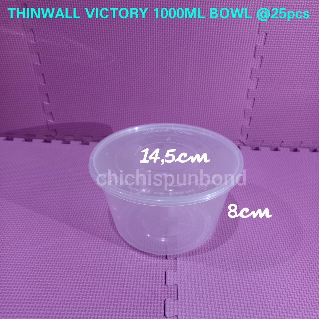 Thinwall food container 1000ml bulat bowl  victory/ Kotak Makan Bening / Mangkok plastik / Mangkok b