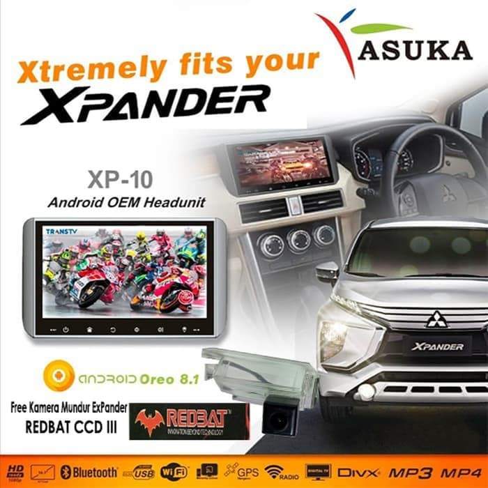 Tape Head Unit Expander Xpander Android 10 Inch Asuka XP 10 RESMI