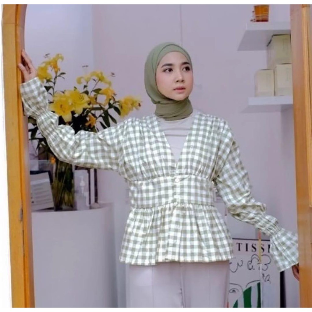 1KG MUAT 8PCS | CHILA BLOUSE TARTAN PASTEL TOP HITS SELEBGRAM FASHION OOTD WANITA MASA KINI