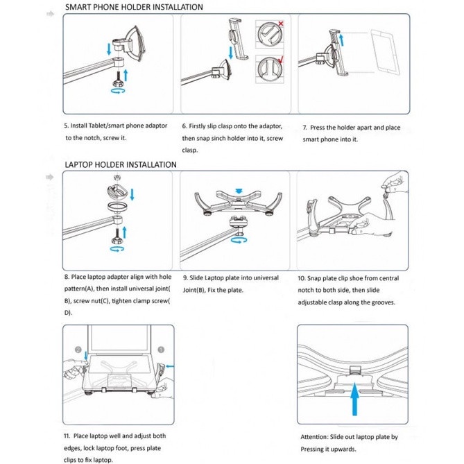 Bracket Laptop Tablet Arm Holder Multifungsi 360 Derajat Adjustable