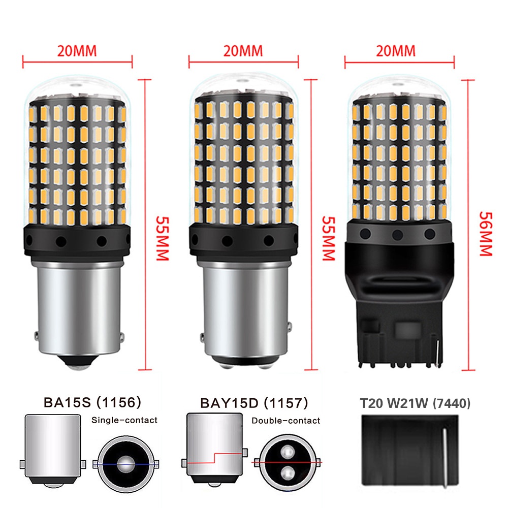 1pc Lampu Led Canbus BA15S P21W 1157 BAY15D P21 / 5W 12V Untuk Rem / Sein Mobil