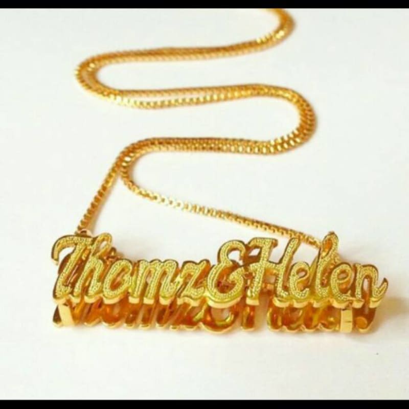 Kalung nama / 3 Dimensi / Kalung xuping / ukir nama lapis emas / 2Dimensi / tempah nama custom