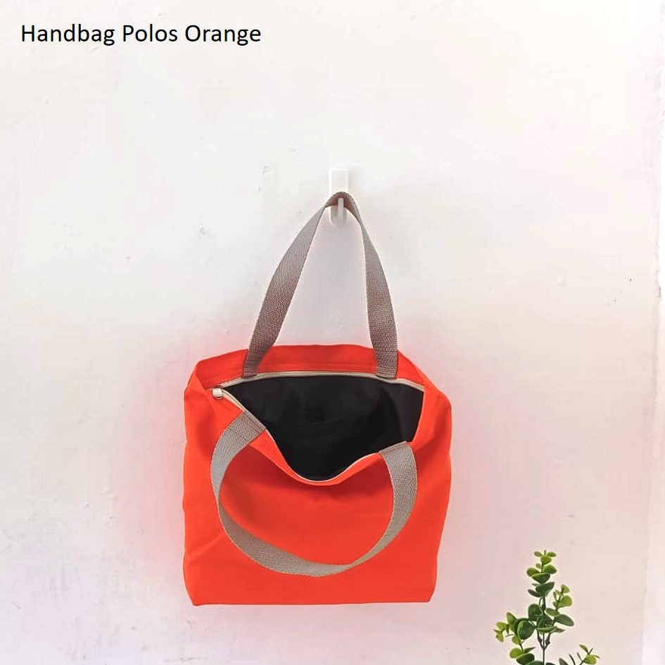 HANDBAG TAS JINJING KANVAS POLOS WARNA ORANGE RIENS COLLECTIONS