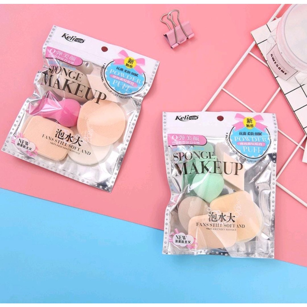 *galerybeautysemarang* Spons Make Up Set 6 IN 1 Beauty Blender Sponge Bedak Isi 6 Pcs Powder Puff Foundation Makeup Puff Wajah Kemasan Plastik