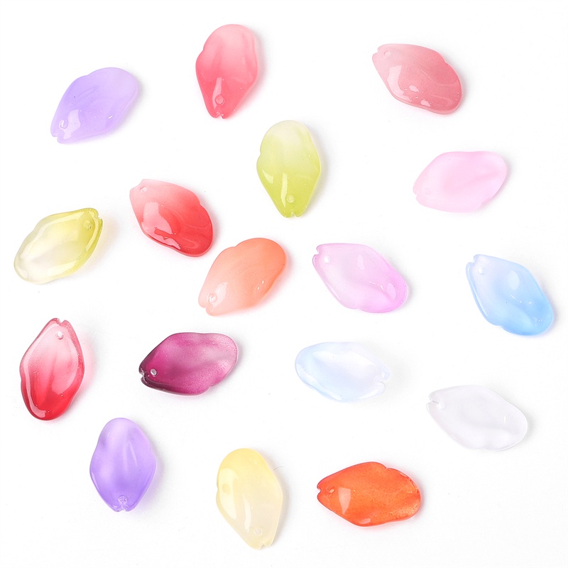 20pcs Manik-Manik Kaca Bentuk Daun Ukuran 12x19mm Untuk Kalung Anting Dan Rambut