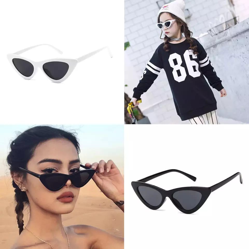 (27AN.ID) COD Kacamata Hitam KM85 Korean Ulzzang Triangle Vintage Cat Eye Sunglasses Women Men-4