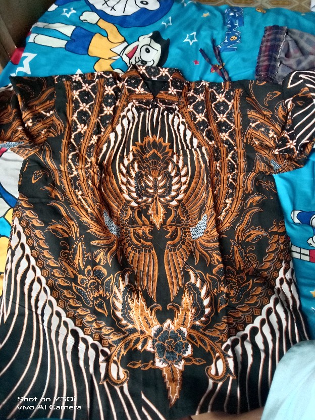 Batik Kantor Kondangan Katun Cabut Sragenan Ori Rajasakti Batik Solo Lengan Panjang Full Furing