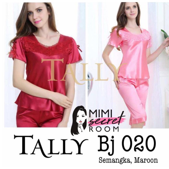 ❤ MIMI ❤ TALLY Bj 020 Baju tidur Saten Polos Setelan / BAJU TIDUR SATIN WANITA