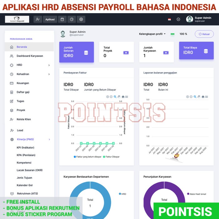 Source Code Aplikasi HRD HRIS Payroll dan Penggajian Absensi Cuti PHP