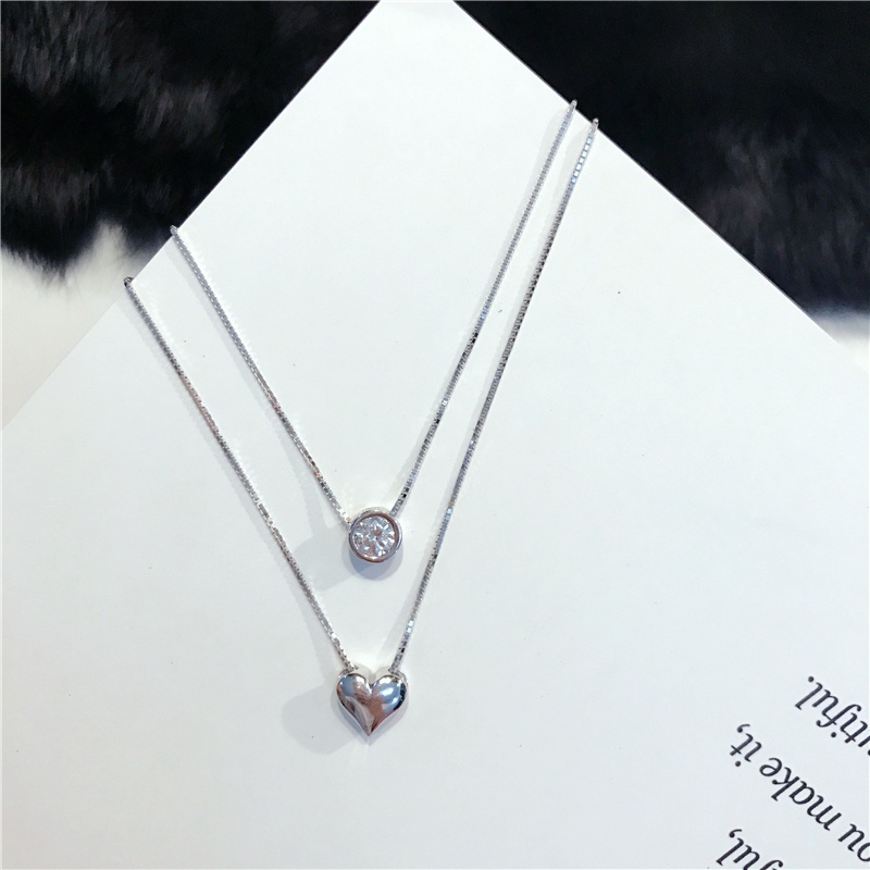 Kalung Model Lapis Ganda Bahan S925 Silver Gaya Korea Untuk Wanita