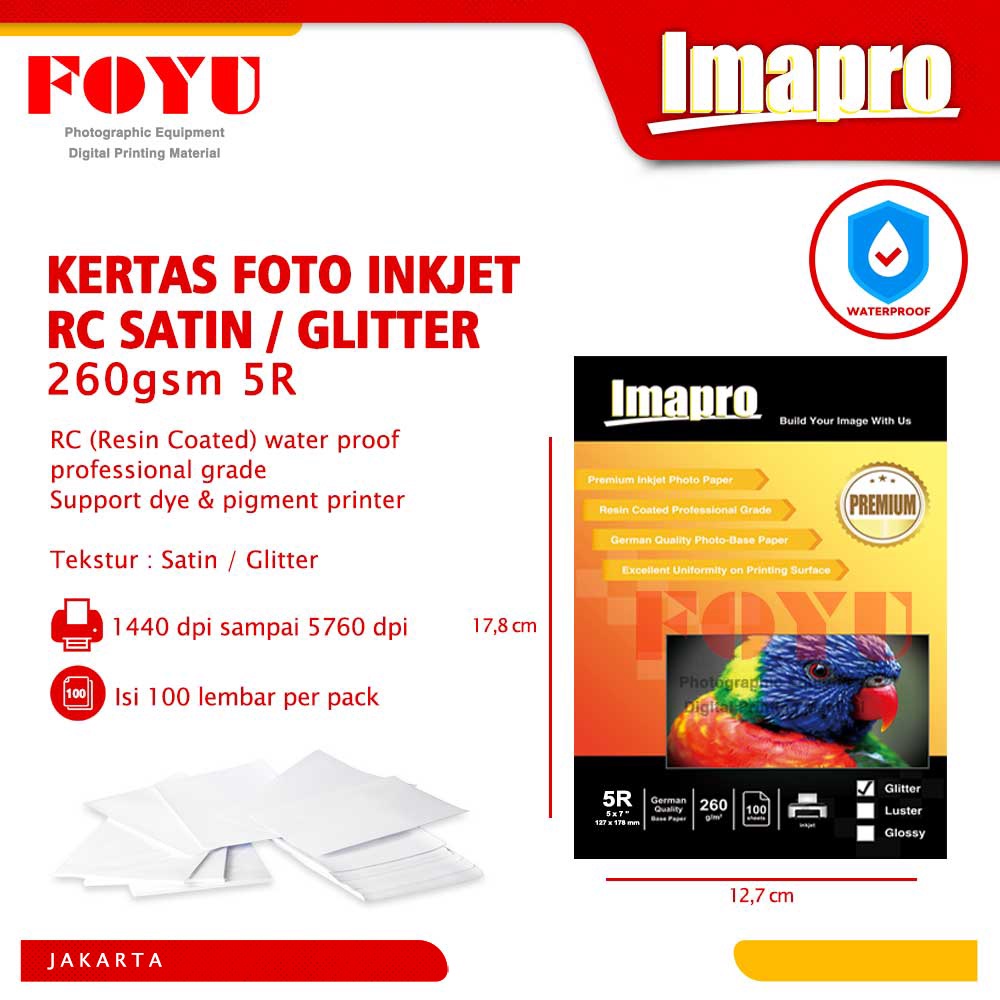 

klm Kertas Foto Inkjet Imapro Professional RC Satin Glitter 260gsm 5R