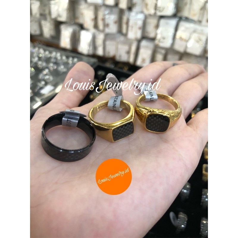Cincin Pria Titanium Lapis Emas Model Karbon ✨✅