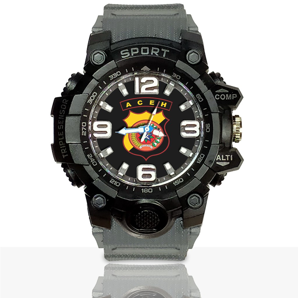 Jam Tangan Custom POLDA ACEH Ruber- Water Resistant