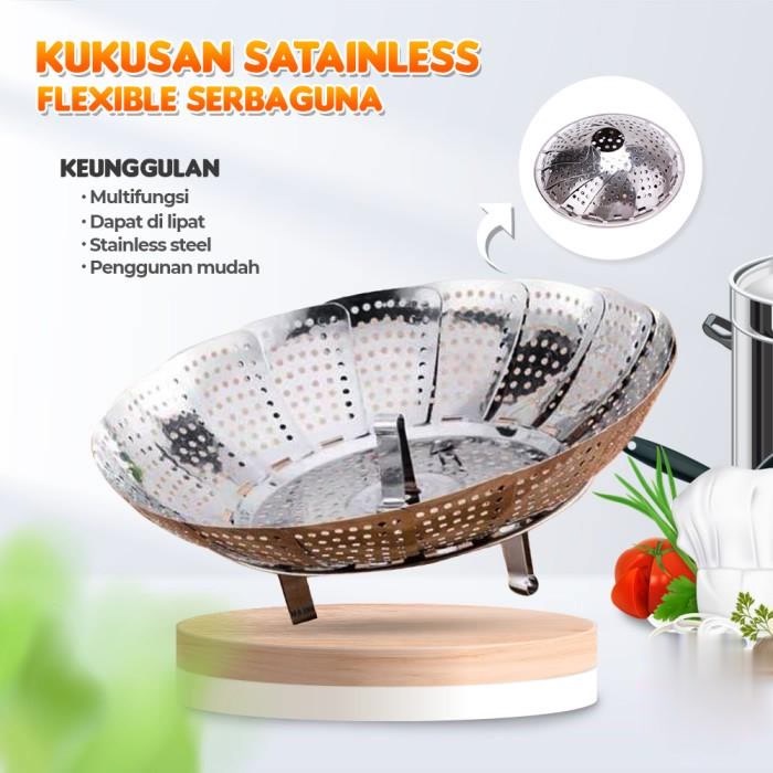 Tatakan Kukusan Stainless 17cm - 26cm sedang Steamer Alas Kukus Lipat