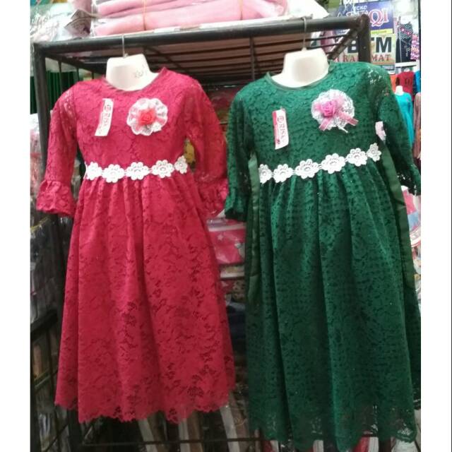 Dress Gaun full burkat buga tengah dan didada