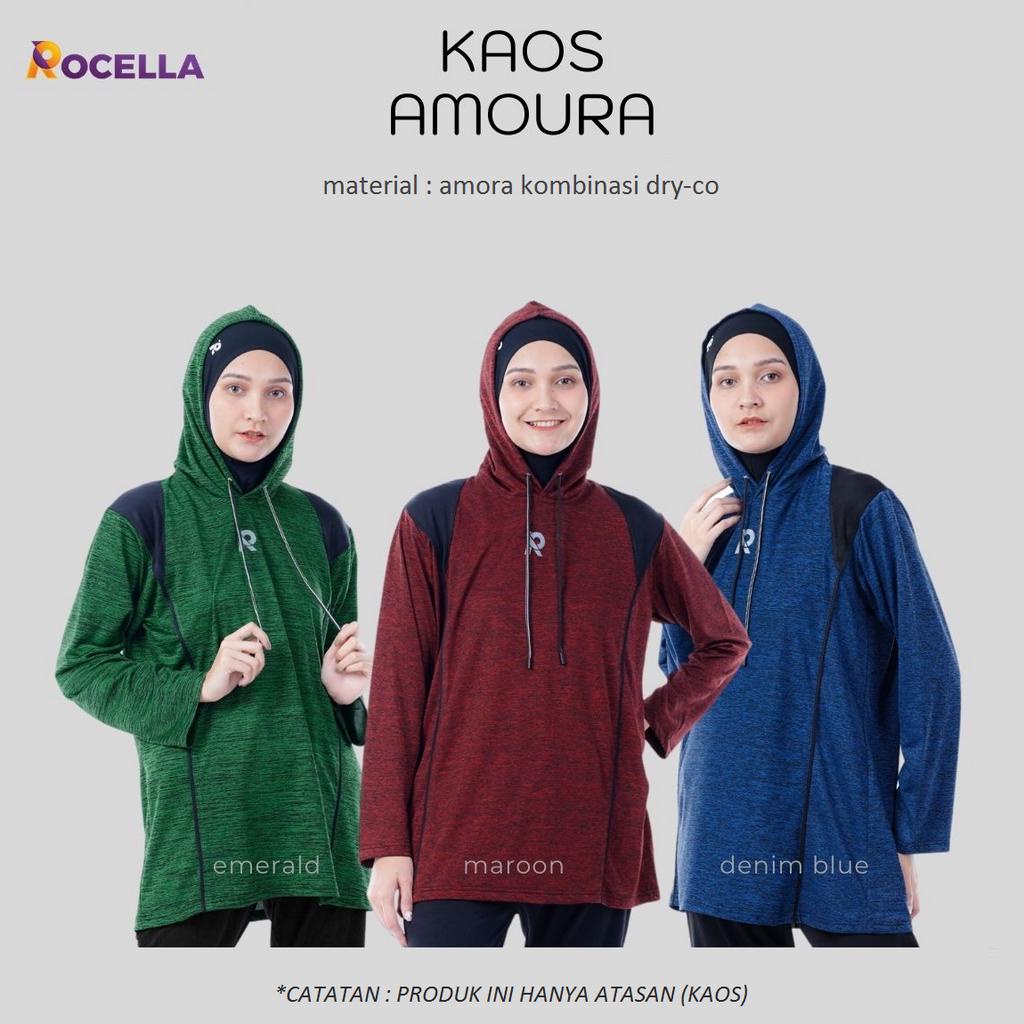 ROCELLA KAOS AMOURA - Atasan - Kaos Hoodie Olahraga Wanita Lengan Panjang/Baju Casual Bertopi Trendy