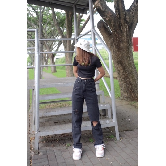 HAPPY BAGGY JEANS | RIPPED BAGGY JEANS BAGGY JEANS SOBEK BAGGY JEANS HITAM