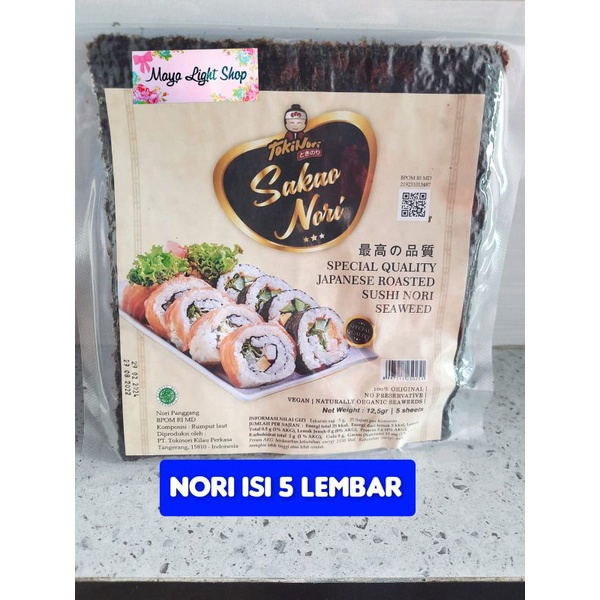 paket nori sushi 5 lembar + bambu penggulung bambu sushi seaweed rumput laut sushi bento