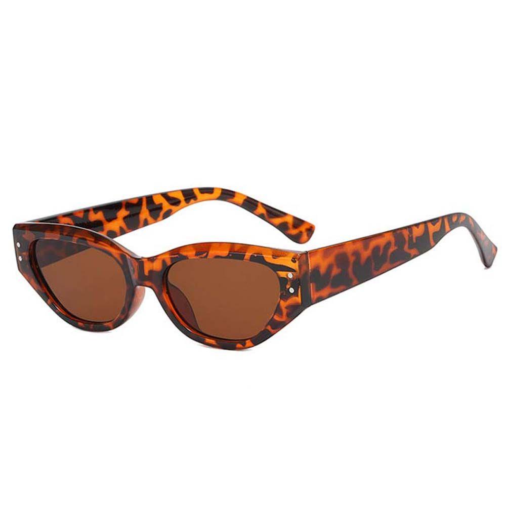 Mxbeauty Kacamata Hitam Mata Kucing Kepribadian Eropa Dan Amerika Motif Leopard UV400 Kacamata Matahari Segitiga Gaya Korea Sunglasses