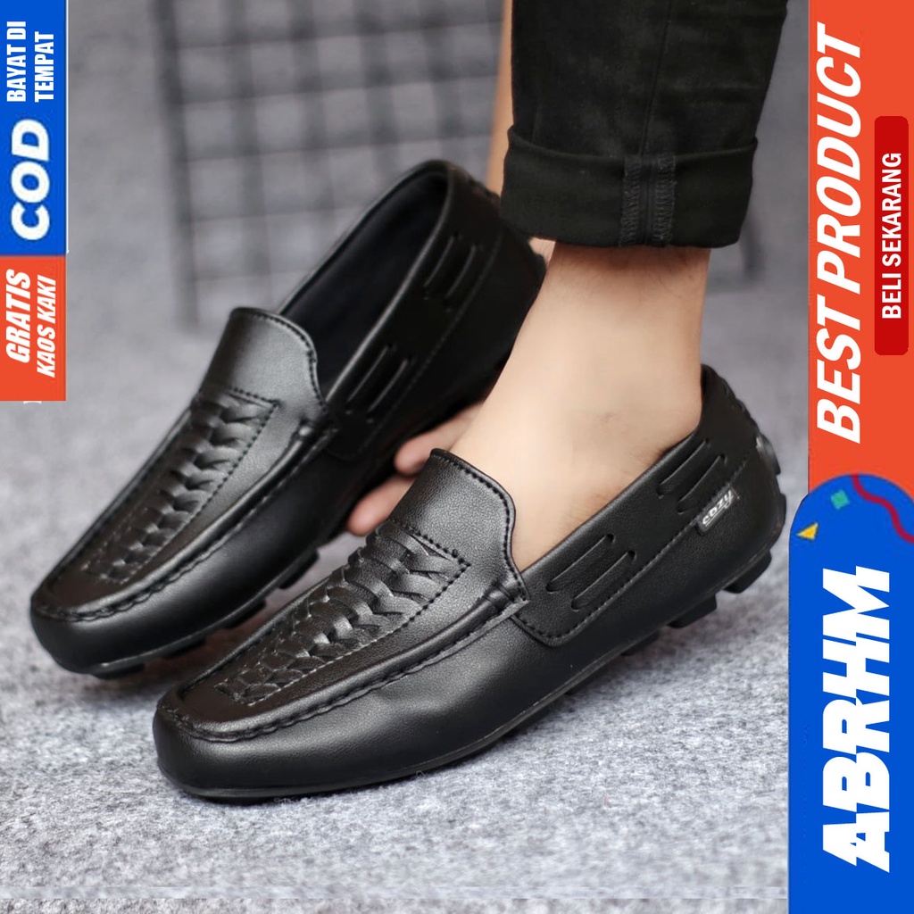 ABRHM MORIZ Sepatu Casual Slip On Pria Kulit Pu Slop Cowok Anti Slip Ori