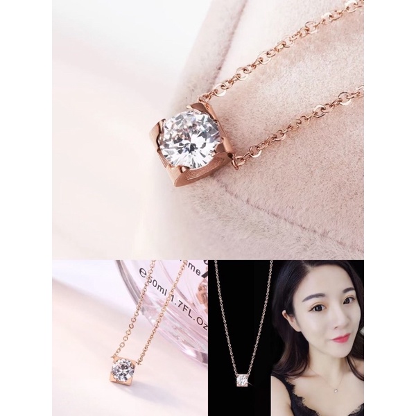 TERMURAH!!! Kalung &amp; Anting Solitaire Diamond Mata Satu Titanium