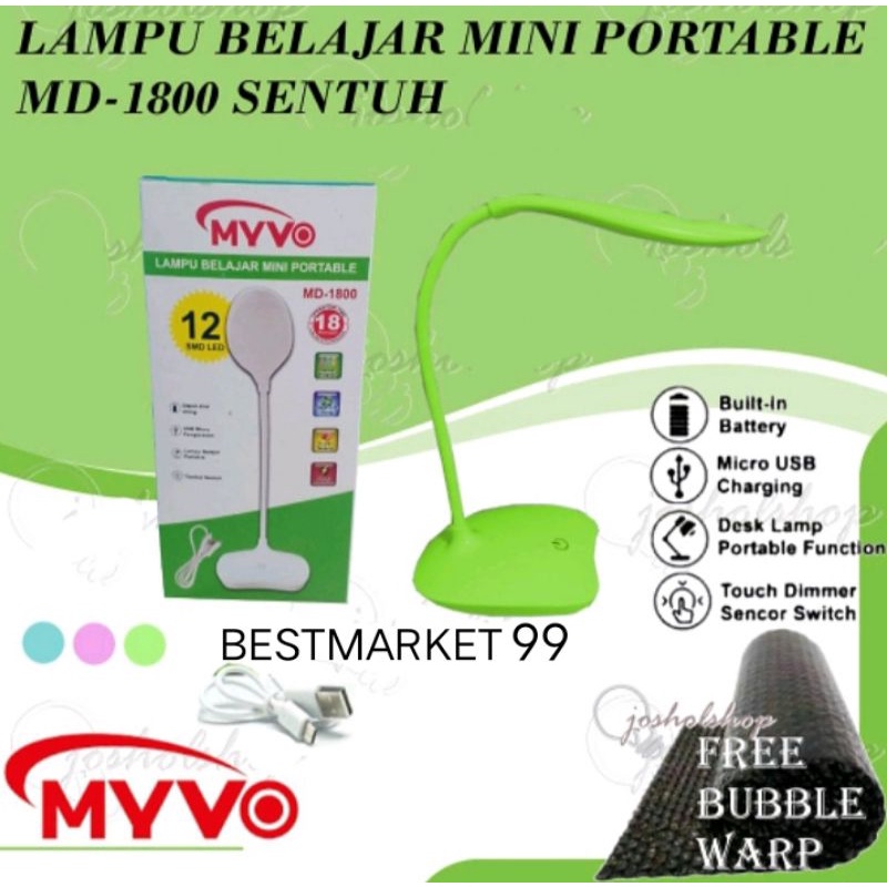 Lampu belajar minimalis sentuh / lampu baca Myvo MD 1800 .Promo  Free Buble Wrap Plus karton.