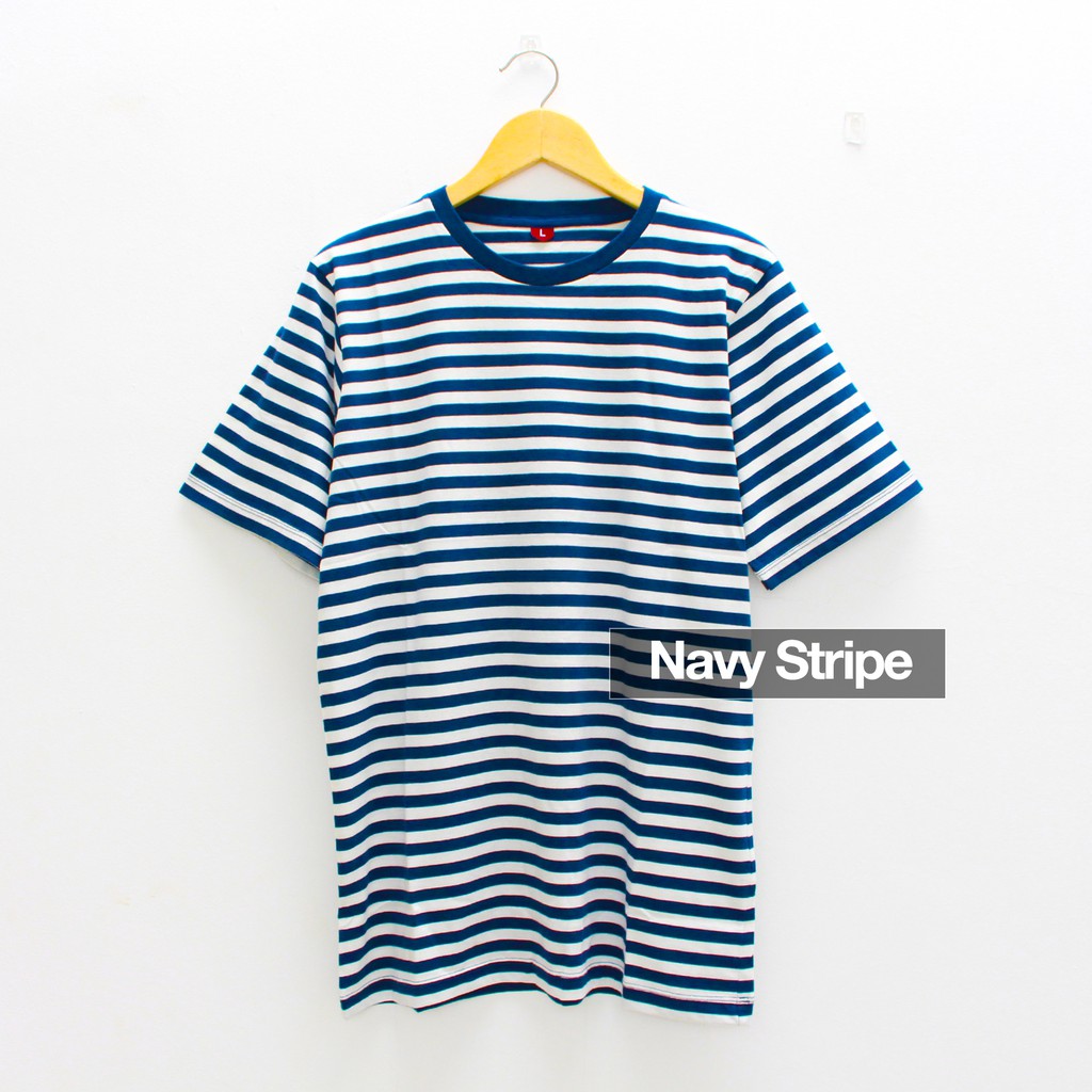 TERMURAH Kaos Polos Stripe Classic Navy Size S M L XL Oblong Combed 30s COWOK CEWEK MURAH ASLI KEREN
