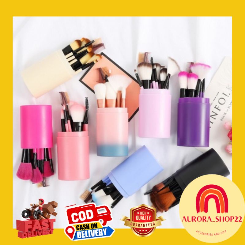 [COD] 12 in 1 Kuas Make Up Set / Make Up Brush Set Import / Kuas Bedak Make Up Tools