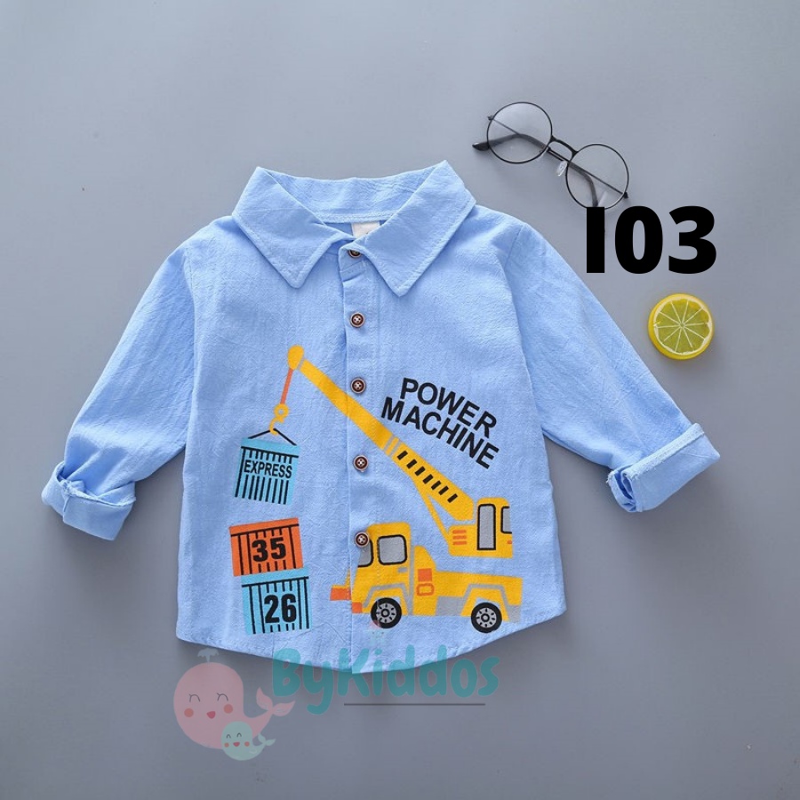 ByKiddos - Kemeja Import Anak Laki Laki Motif Lengan Panjang Bahan Adem High Quality Fashion / Kemeja Import Bayi Part 1