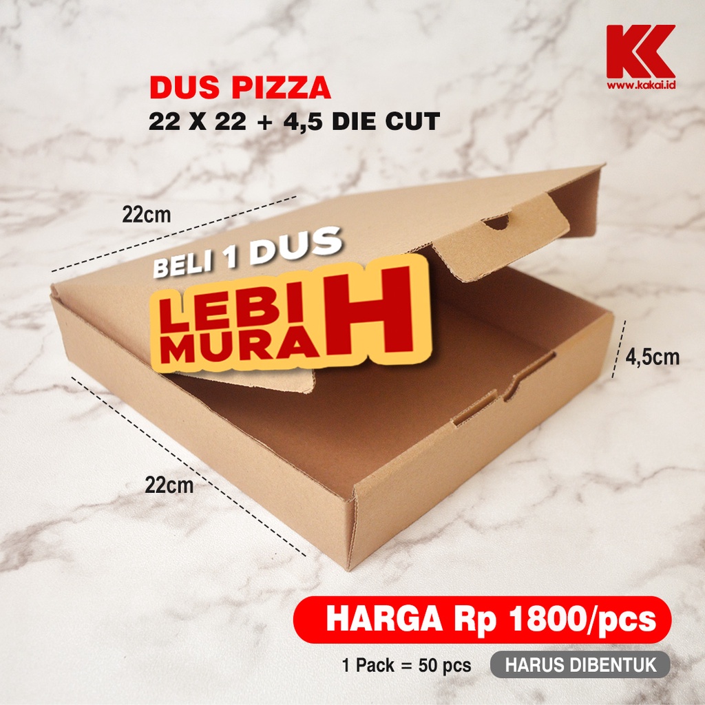 DUS PIZZA 22x22+4.5 / BOX Pizza Die Cut / Kotak Souvenir uk 22 @50PCS