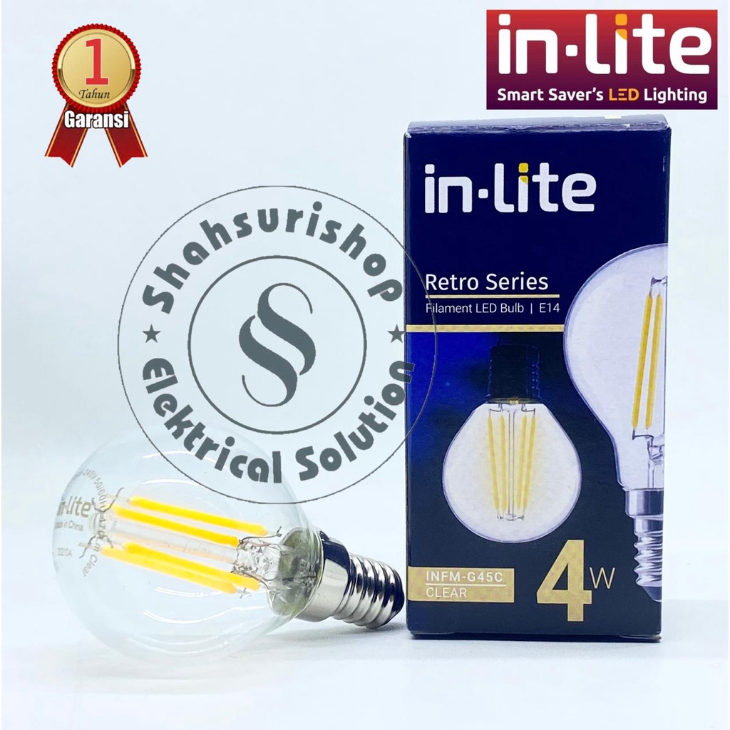 IN LITE RETRO SERIES FILAMENT CAFE BULB E14 INFM G45C CLEAR 4W KUNING