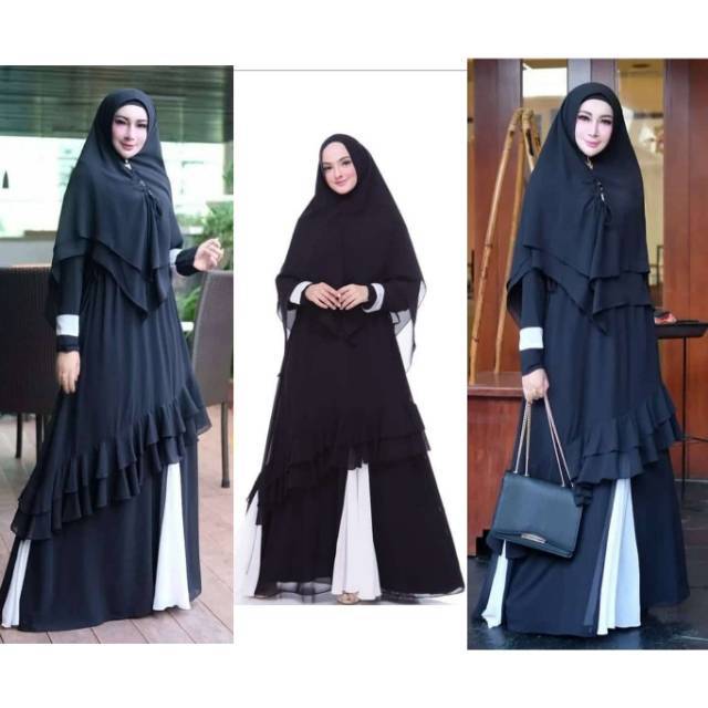 Gamis syari khadijah hitam nahla bellary alisya falisha aletha aleta humaira canary humairah gagil
