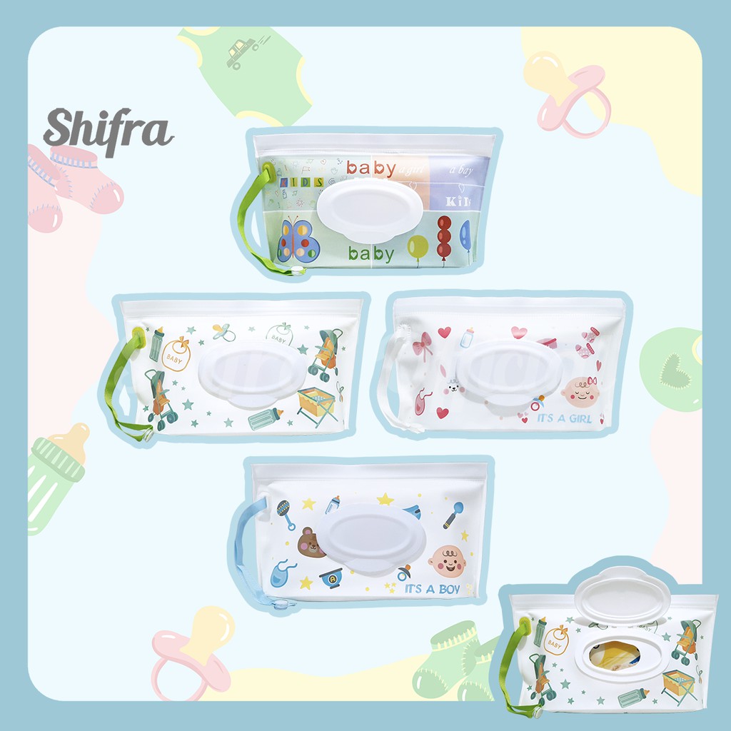 POUCH TISSUE TUTUP TISSUE BASAH MIKA WATERPROOF GAMBAR UNIK SHIFRA