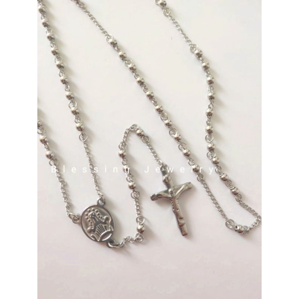 Kalung Rosario Warna Silver Pria dan Wanita 10