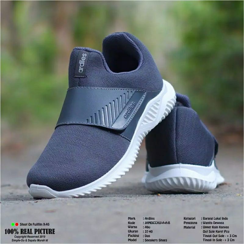 SEPATU ORIGINAL 100% ARDILES ABU GREY SNEAKERS SLOP RINGAN JOGGING KADO HADIAH CEWEK COWOK