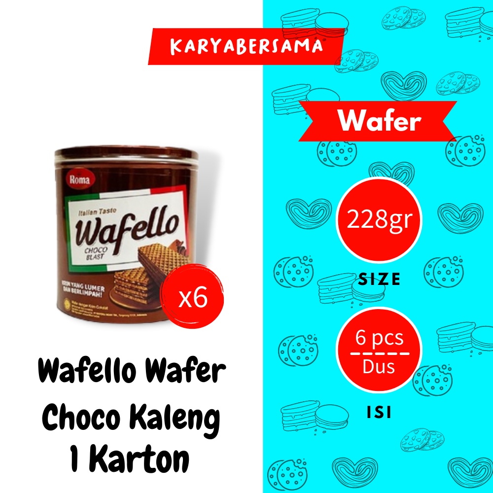 Wafer Wafello Coklat 228gr Isi 6 Kaleng / Dus