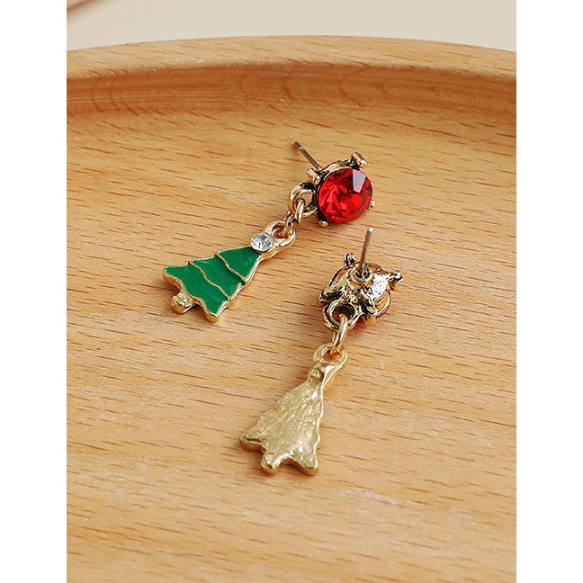 LRC Anting Tusuk Natal Fashion Alloy Diamond Christmas Series Earrings P47514