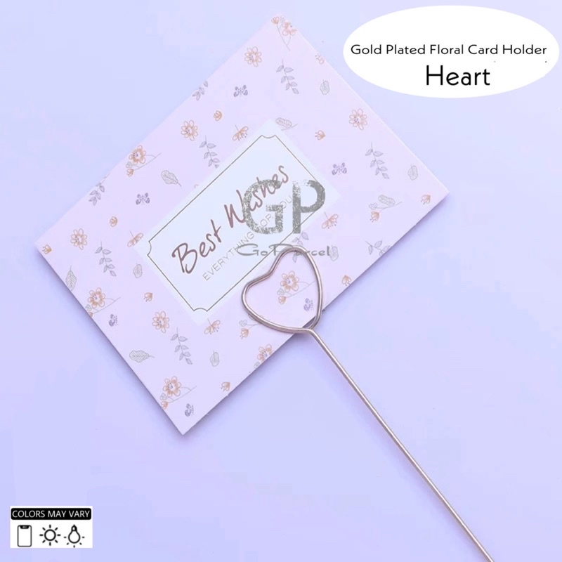 STICK CARD / KOREAN METAL FLOWER CARD HOLDER SHAPE HEART / ROUND / GAGANG KARTU UCAPAN - TANGKAI KARTU BULAT BUNDAR HATI VALENTINE MOTHERS DAY HARI IBU