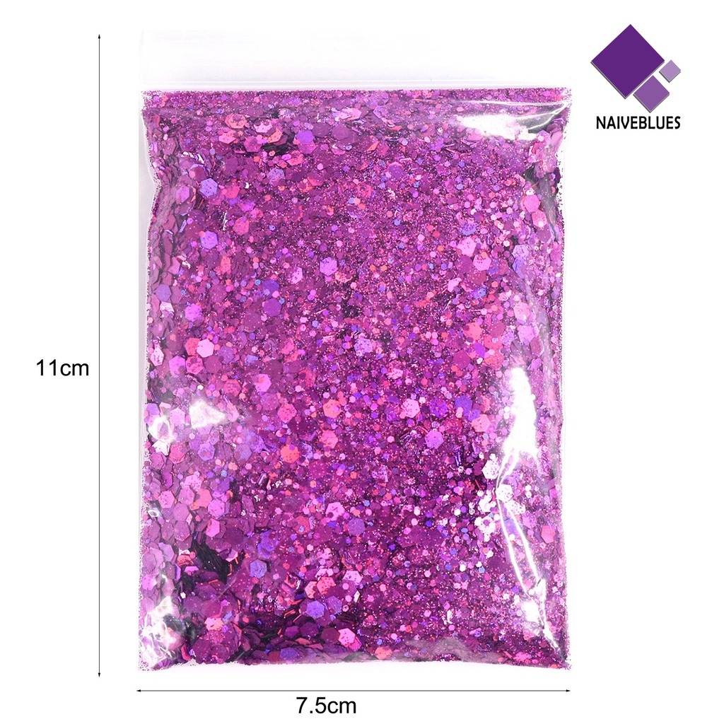 Naiveblue Serbuk Glitter Sequin 50g Aneka Ukuran Untuk Dekorasi Nail Art / Manicure DIY