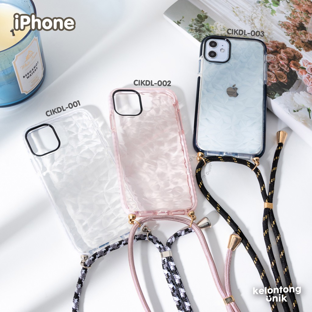 For iPhone - Anti Knock Diamond Lanyard Soft Case/ Sling