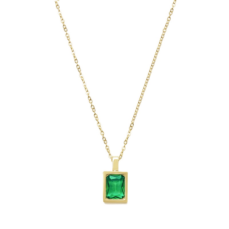 Emerald zircon liontin kalung anting-anting titanium steel beberapa 14K emas warna-menjaga tahan lam